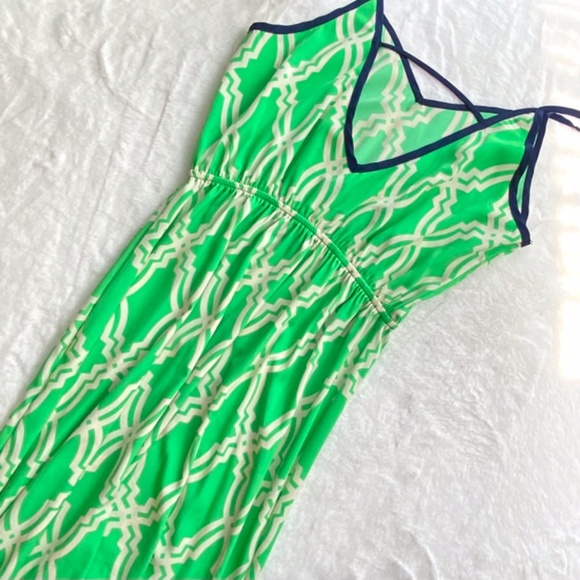 Excellent Condition Francesca’s Boutique Green & White Maxi Dress - Picture 9 of 14